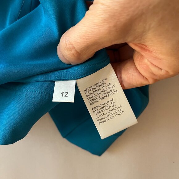 Doncaster Size 12 Teal Silk Sleeveless Satin Top Zip Back - Picture 12 of 12